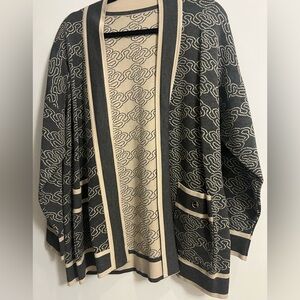 Sandro Black and Cream Patterned Cardigan